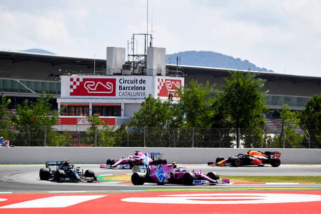 Motorsports: FIA Formula One World Championship, WM, Weltmeisterschaft 2020, Grand Prix of Spain, 18 Lance Stroll (CAN, BWT Racing Point F1 Team), 77 Valtteri Bottas (FIN, Mercedes-AMG Petronas Formula One Team), Barcelona Spain