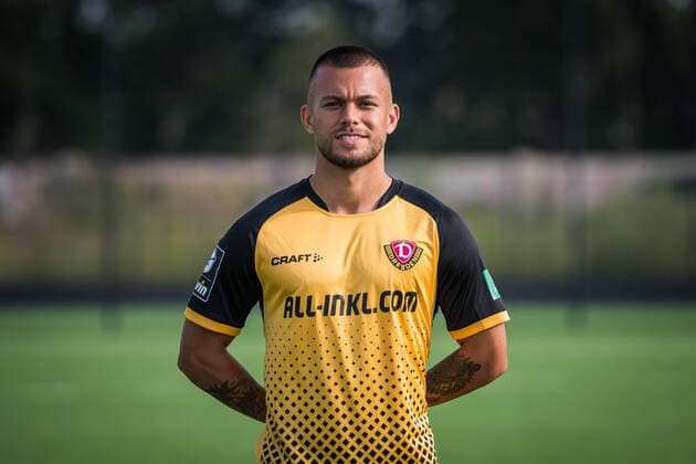 Sascha Horvarth; Porträtfotos der SG Dynamo Dresden; Fußball, Fussball, 3. Liga, Saison 2020 2021, Kopf, Kopffoto, Porträt, Portrait, AOK Plus Walter-Fritzsch-Akademie Dresden; 14. August 2020;