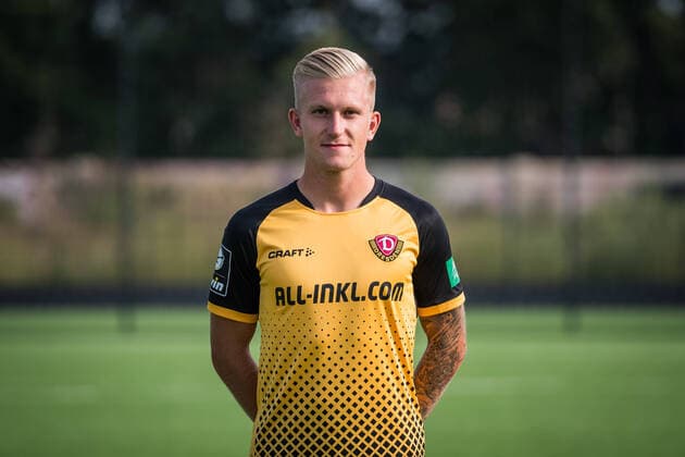 Luca Stor; Porträtfotos der SG Dynamo Dresden; Fußball, Fussball, 3. Liga, Saison 2020 2021, Kopf, Kopffoto, Porträt, Portrait, AOK Plus Walter-Fritzsch-Akademie Dresden; 14. August 2020;