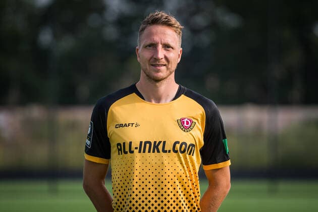 Marco Hartmann; Porträtfotos der SG Dynamo Dresden; Fußball, Fussball, 3. Liga, Saison 2020 2021, Kopf, Kopffoto, Porträt, Portrait, AOK Plus Walter-Fritzsch-Akademie Dresden; 14. August 2020;