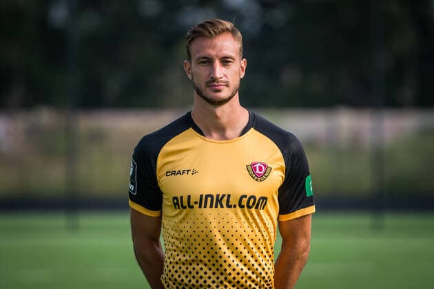 Pascal Sohm; Porträtfotos der SG Dynamo Dresden; Fußball, Fussball, 3. Liga, Saison 2020 2021, Kopf, Kopffoto, Porträt, Portrait, AOK Plus Walter-Fritzsch-Akademie Dresden; 14. August 2020;