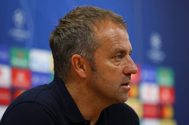 FOOTBALL : Bayern Munich vs Olympique Lyonnais - 1 2 - Phase finale - UEFA Ligue des Champions - Final 8 - Lisbonne - 19 08 2020 LISBON, PORTUGAL - AUGUST 19: Hans-Dieter Flick, Head Coach of Bayern Munich speaks to the media during a press conference, PK, Pressekonferenz following the UEFA Champions League Semi Final match between Olympique Lyonnais and Bayern Munich at Estadio Jose Alvalade on August 19, 2020 in Lisbon, Portugal. Lisbonne Portugal