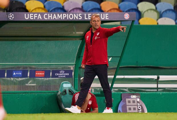 Football UEFA Champions League FC BAYERN MUENCHEN - OLYMPIQUE LYON 3-0 Lisbon, Lissabon, Portugal, 19th August 2020. Trainer Hansi FLICK (FCB), team manager, headcoach, coach, in the semifinal match UEFA Champions League, final tournament FC BAYERN MUENCHEN - OLYMPIQUE LYON 3-0 in season 2019 2020, FCB, Photographer: Peter Schatz Pool - UEFA REGULATIONS PROHIBIT ANY USE OF PHOTOGRAPHS as IMAGE SEQUENCES and or QUASI-VIDEO - National and international News-Agencies OUT Editorial Use ONLY Lisbon Estadio Jose Alvalade XXI Portugal