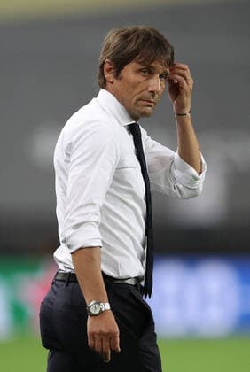 FOOTBALL : Seville FC vs Inter Milan - Ligue Europa - Finale - 21 08 2020 Antonio Conte, Head Coach of Inter Milan reacts during the UEFA Europa League Final between Seville and FC Internazionale at RheinEnergieStadion on August 21, 2020 in Cologne, Germany. Cologne RheinEnergieStadion Angleterre