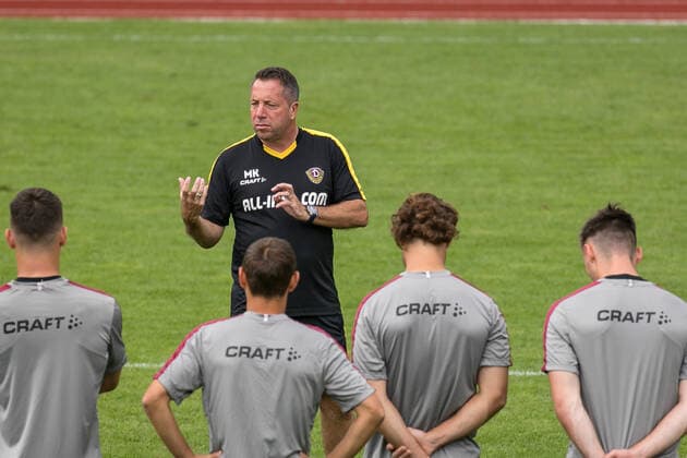 Trainingseinheit am Vormittag. Im Bild: Markus Kauczinski. 22. August 2020; Fußball; 3. Liga; Saison 2020 2021; Trainingslager in Heilbad Heiligenstadt; Stadion Gesundbrunnen Heilbad Heiligenstadt, SG Dynamo Dresden