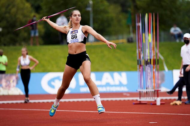 Deutsche Mehrkampfmeisterschaften; Vaterstetten, 23.08.2020 Cora Reitbauer (LG Filder) im Speerwurf; Deutsche Leichtathletik-Mehrkampfmeisterschaften (Tag 3) am 23.08.2020 in Vaterstetten (Bayern) *** German all-around championships Vaterstetten, 23 08 2020 Cora Reitbauer LG Filder in javelin throw German athletics all-around championships Day 3 on 23 08 2020 in Vaterstetten Bavaria Copyright: xBEAUTIFULxSPORTS Flatemersch-Luex