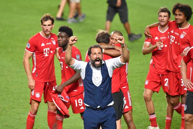 Fussball Champions League Finale Paris St. Germain - Bayern Muenchen Schlussjubel Hasan SALIHAMIDZIC (Vorstandsmitglied, M) Fussball Champions League, Finale, Paris St. Germain (PSG) - FC Bayern Muenchen (M), am 23.08.2020 im Estadio da Luz in Lissabon Portugal. FOTO: Frank Hoermann SVEN SIMON Pool NO use of any use photographs as image sequences and or quasi-video Editorial Use ONLY National and International News Agencies OUT Lissabon Estadio da Luz Portugal