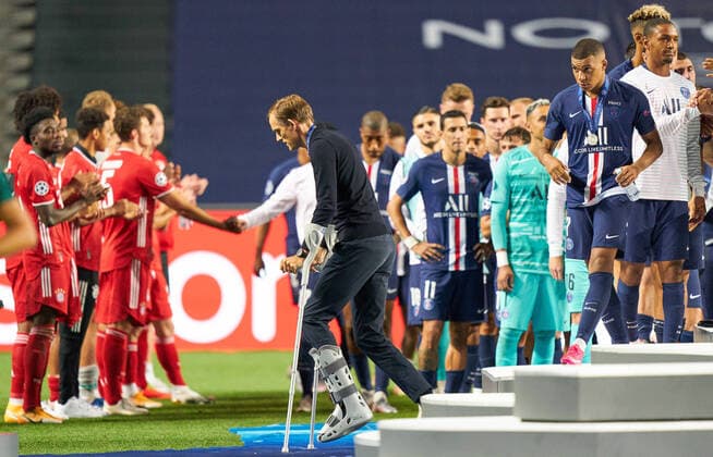 Final Football UEFA Champions League FC BAYERN MUENCHEN - PARIS SAINT GERMAIN (PSG) 1-0 Lisbon, Lissabon, Portugal, 23rd August 2020. Thomas TUCHEL, PSG Trainer Kylian MBAPPE, PSG 7 team FCB win the trophy in the final match UEFA Champions League, final tournament FC BAYERN MUENCHEN - PARIS ST. GERMAIN (PSG) 1-0 in season 2019 2020, FCB, Photographer: Peter Schatz Pool - UEFA REGULATIONS PROHIBIT ANY USE OF PHOTOGRAPHS as IMAGE SEQUENCES and or QUASI-VIDEO - National and international News-Agencies OUT Editorial Use ONLY Lisbon Estadio da Luz de Benfica Portugal
