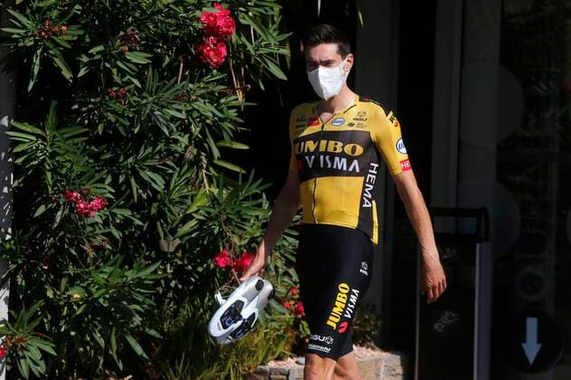 NICE, FRANCE - AUGUST 27 : DUMOULIN Tom (NED) of TEAM JUMBO - VISMA during training and recon before the stage 1 of the 107th edition of the 2020 Tour de France cycling race, a stage of 156 kms with start in Nice Moyen Pays and finish in Nice on August 27, 2020 in Nice, France, 27 08 2020 ( Motordriver Marnik Vansevenant - Photo by Jan De Meuleneir Photo News CYCLISME : Tour De France 2020 - 27 08 2020 PHOTONEWS PANORAMIC 