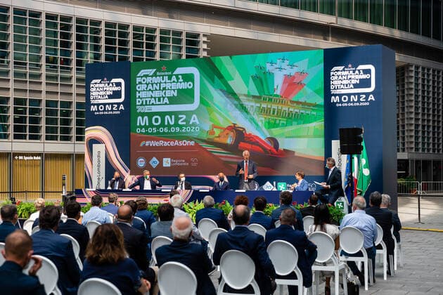 Giovanni Malago, President of the Italian National Olympic Committee (CONI) and member of the International Olympic Committee during F1 Grand Prix Heineken of Italy press conference, PK, Pressekonferenz Formula 1 Championship in Milan, Italy, August 27 2020  Copyright: xLM FrancescoxScaccianocex xIPAx xLivexMediax 0