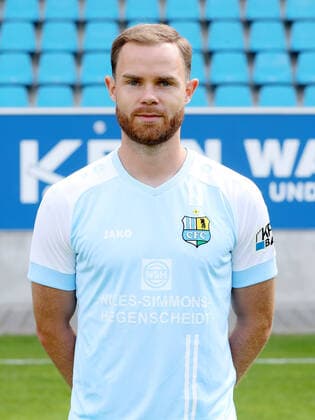Teampraesentation Chemnitz 27.08.2020 Tobias Müller Mueller; Chemnitzer FC; Regionalliga NordOst, Porträttermin 2020 2021 , Chemnitz, 27.08.2020, Stadion an der Gellertstrasse, Fussball ,