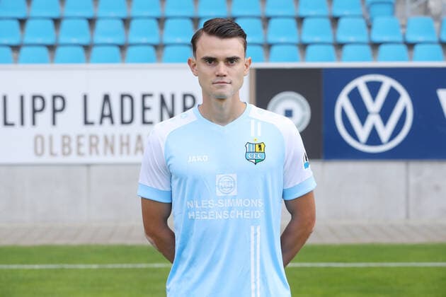Teampraesentation Chemnitz 27.08.2020 Lukas Knechtel; Chemnitzer FC; Regionalliga NordOst, Porträttermin 2020 2021 , Chemnitz, 27.08.2020, Stadion an der Gellertstrasse, Fussball ,