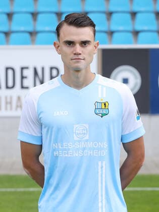 Teampraesentation Chemnitz 27.08.2020 Lukas Knechtel; Chemnitzer FC; Regionalliga NordOst, Porträttermin 2020 2021 , Chemnitz, 27.08.2020, Stadion an der Gellertstrasse, Fussball ,