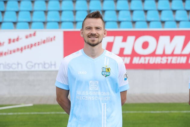 Teampraesentation Chemnitz 27.08.2020 Kevin Freiberger; Chemnitzer FC; Regionalliga NordOst, Porträttermin 2020 2021 , Chemnitz, 27.08.2020, Stadion an der Gellertstrasse, Fussball ,