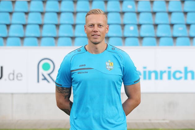 Teampraesentation Chemnitz 27.08.2020 Torwarttrainer Marcel Höttecke Hoettecke; Chemnitzer FC; Regionalliga NordOst, Porträttermin 2020 2021 , Chemnitz, 27.08.2020, Stadion an der Gellertstrasse, Fussball ,
