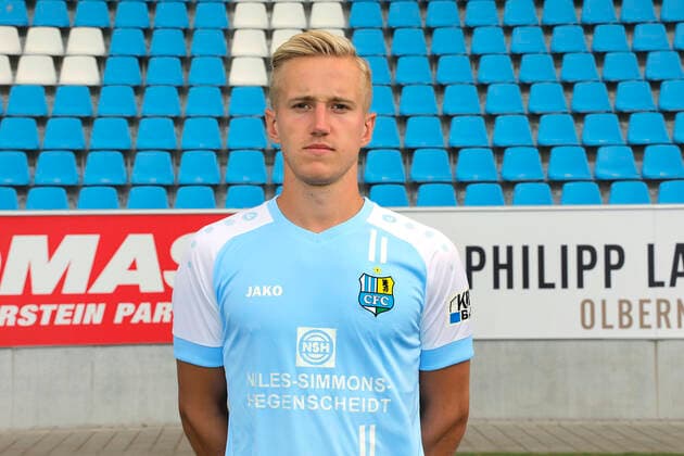 CFC Mannschaftsfoto 27.08.2020 Chemnitz, Stadion an der Gellertstrasse, Fussball , Regionalliga Nordost, CFC Mannschaftsfoto der Saison 2020 2021 Alexander Dartsch . Chemnitz Sachsen BRD