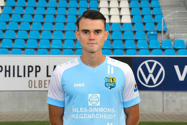 CFC Mannschaftsfoto 27.08.2020 Chemnitz, Stadion an der Gellertstrasse, Fussball , Regionalliga Nordost, CFC Mannschaftsfoto der Saison 2020 2021 Lukas Knechtel . Chemnitz Sachsen BRD
