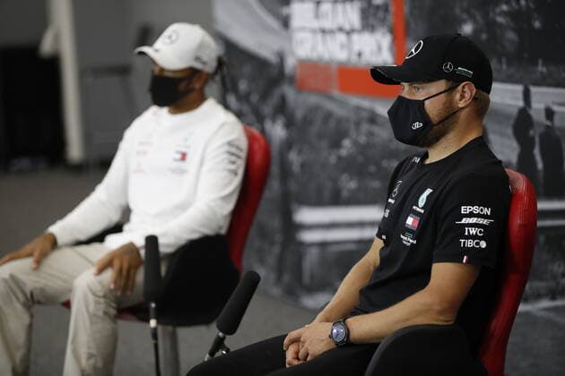 Motorsports: FIA Formula One World Championship, WM, Weltmeisterschaft 2020, Grand Prix of Belgium Motorsports: FIA Formula One World Championship 2020, Grand Prix of Belgium, 44 Lewis Hamilton (GBR, Mercedes-AMG Petronas Formula One Team), 77 Valtteri Bottas (FIN, Mercedes-AMG Petronas Formula One Team),