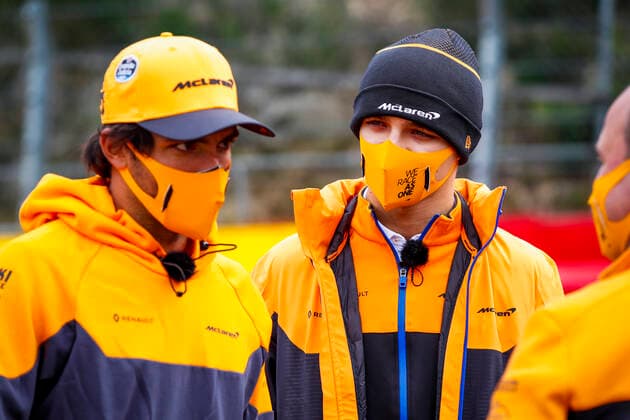 Motorsports: FIA Formula One World Championship, WM, Weltmeisterschaft 2020, Grand Prix of Belgium, 55 Carlos Sainz (ESP, McLaren F1 Team), 4 Lando Norris (GBR, McLaren F1 Team), Spa-Francorchamps Belgium