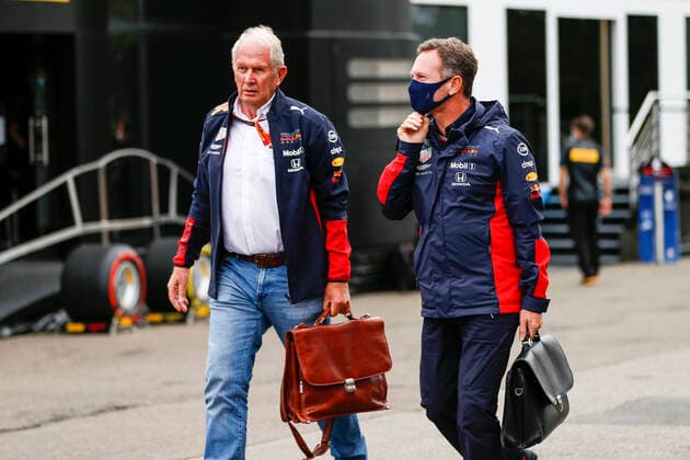 Motorsports: FIA Formula One World Championship, WM, Weltmeisterschaft 2020, Grand Prix of Belgium, Dr. Helmut Marko (AUT, Aston Martin Red Bull Racing), Christian Horner (GBR, Aston Martin Red Bull Racing), Spa-Francorchamps Belgium