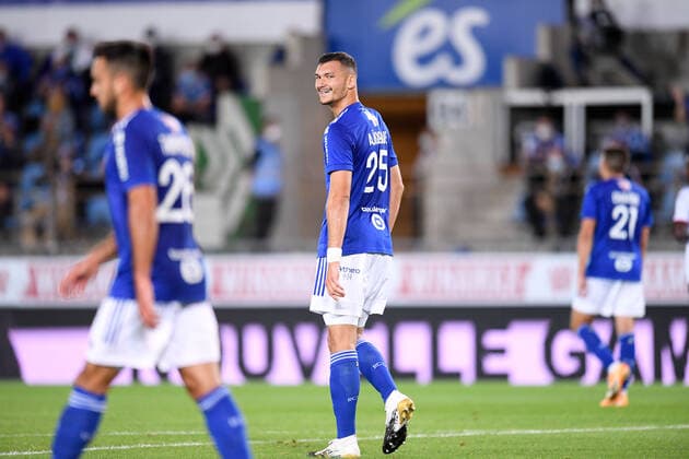 JOIE - 25 LUDOVIC AJORQUE (STRA) FOOTBALL : Strasbourg vs Nice - Ligue 1 Uber Eats - 29 08 2020 FEP Panoramic 