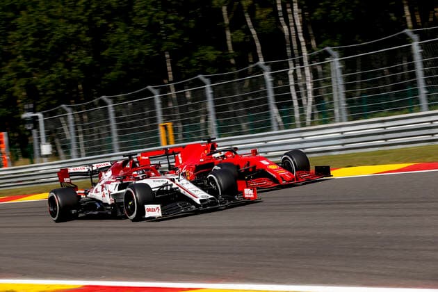 Motorsports: FIA Formula One World Championship, WM, Weltmeisterschaft 2020, Grand Prix of Belgium, 7 Kimi Raikkonen (FIN, Alfa Romeo Racing ORLEN), 5 Sebastian Vettel (GER, Scuderia Ferrari Mission Winnow), Spa-Francorchamps Belgium