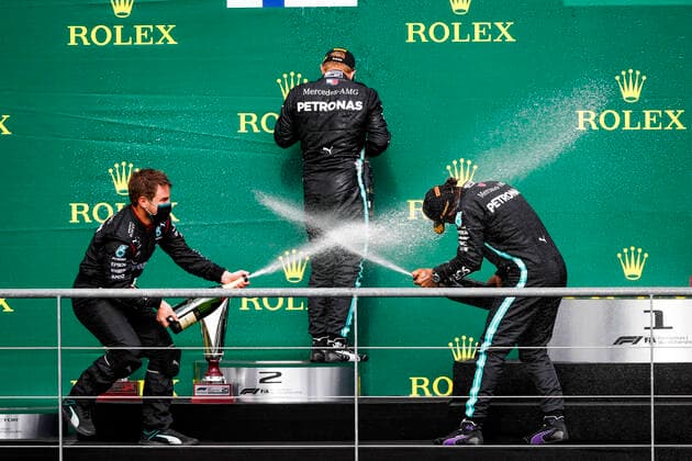 Motorsports: FIA Formula One World Championship, WM, Weltmeisterschaft 2020, Grand Prix of Belgium, Sam Bradley (Mercedes-AMG Petronas Formula One Team), 77 Valtteri Bottas (FIN, Mercedes-AMG Petronas Formula One Team), 44 Lewis Hamilton (GBR, Mercedes-AMG Petronas Formula One Team), Spa-Francorchamps Belgium