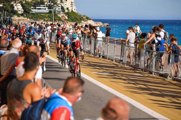 CYCLISME : Tour de France - etape 2 - illustration promenade des anglais lors du passage du tour de france CYCLISME : Tour de France - Stage 2 - Nice Haut Pays to Nice - France - 30 08 2020 LIONELURMAN PANORAMIC 