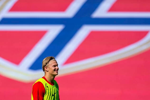Sport Bilder des Tages 200901 Erling Braut Haaland of the Norwegian national football team during a training session on September 1, 2020 in Oslo. Photo: Vegard Wivestad Grott BILDBYRAN kod VG VG0028 bbeng fotball football fotboll nations league norge norway trening träning training Copyright: VEGARDxWIVESTADxGRoTT BB200901VG749