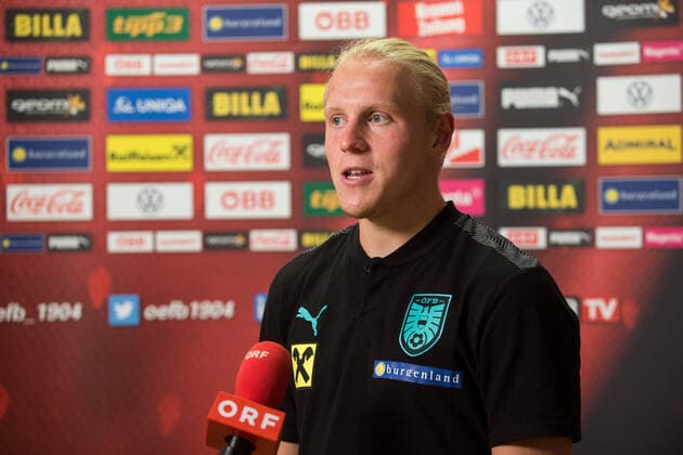 SOCCER - NL, NOR vs AUT, preview KLAGENFURT,AUSTRIA,01.SEP.20 - SOCCER - UEFA Nations League, OEFB international match, Länderspiel, Nationalmannschaft Norway vs Austria, preview, press conference, PK, Pressekonferenz Team AUT. Image shows Xaver Schlager (AUT). GEPAxpictures xDanielxGoetzhaber