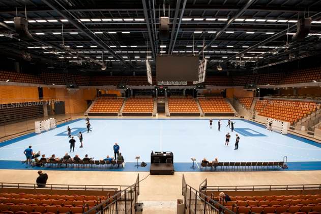 200903 Helsingborgs Arena inför under handbollsmatchen i träningsmatchen mellan OV Helsingborg och Amo den 3 september 2020 i Helsingborg. Copyright: AVDOxBILKANOVIC BB200903AB007
