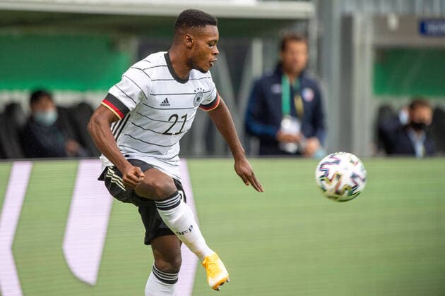 Ridle BAKU (GER) mit Ball, Einzelaktion mit Ball, Aktion, Fussball Laenderspiel, U21, U 21 EM- Qualifikationsspiel, Deutschland (GER) - Moldau (MDA) 4:1, am 03.09.2020 in Wiesbaden Deutschland. Â