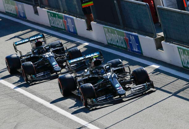 Motorsports: FIA Formula One World Championship, WM, Weltmeisterschaft 2020, Grand Prix of Italy, 77 Valtteri Bottas (FIN, Mercedes-AMG Petronas Formula One Team), 44 Lewis Hamilton (GBR, Mercedes-AMG Petronas Formula One Team), Monza Italy