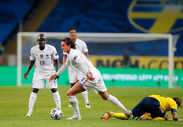 France s Adrien Rabiot and to the left NÂ Golo KantÃ during the UEFA Nations League football match between Sweden and France at Friends Arena in Stockholm, Sweden September 05, 2020. Stockholm Sweden x10430x