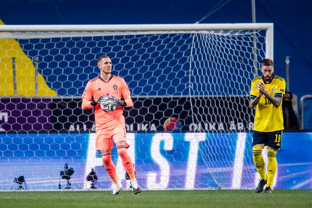 200905 goalkeeper Robin Olsen of Sweden during the Nations League football match between Sweden and France on September 5, 2020 in Stockholm. Photo: Johanna Lundberg BILDBYRAN kod JL JM0013 bbeng fotboll fotball football soccer landskamp nations league sverige sweden sverige a frankrike france Copyright: JOHANNAxLUNDBERG BB200905JL088