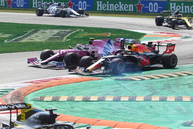 Motorsports: FIA Formula One World Championship, WM, Weltmeisterschaft 2020, Grand Prix of Italy Motorsports: FIA Formula One World Championship 2020, Grand Prix of Italy, Start, 33 Max Verstappen (NLD, Aston Martin Red Bull Racing), 18 Lance Stroll (CAN, BWT Racing Point F1 Team),