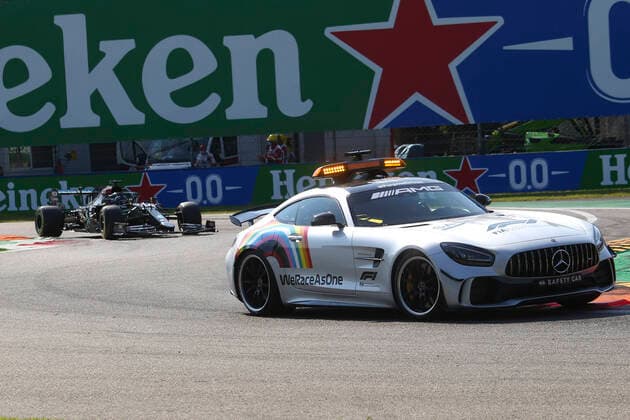 Motorsports: FIA Formula One World Championship, WM, Weltmeisterschaft 2020, Grand Prix of Italy Motorsports: FIA Formula One World Championship 2020, Grand Prix of Italy, F1 Safety Car, Mercedes-AMG GT R, 44 Lewis Hamilton (GBR, Mercedes-AMG Petronas Formula One Team),