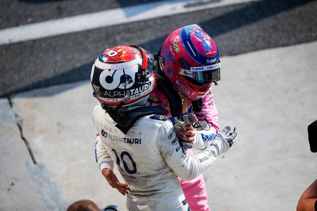 FORMULA 1 GRAN PREMIO HEINEKEN D ITALIA 2020 06.09.2020, Autodromo Nazionale di Monza, Monza, FORMULA 1 GRAN PREMIO HEINEKEN D ITALIA 2020 ,im Bild Sieger Pierre Gasly (FRA 10), Scuderia AlphaTauri Honda, 3.Platz für Lance Stroll (CAN 18), BWT Racing Point F1 Team