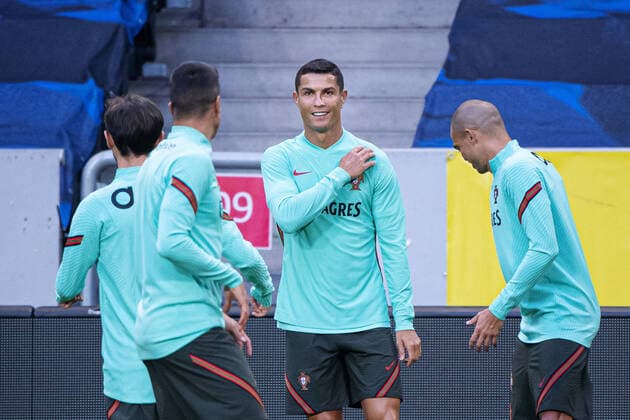 Sport Bilder des Tages 200907 Cristiano Ronaldo of the Portuguese national football team during a training session on September 7, 2020 in Stockholm. Photo: Joel Marklund BILDBYRAN kod JM JM0019 bbeng fotboll football soccer fotball nations league träning practice training portugal Copyright: JOELxMARKLUND BB200907JM146
