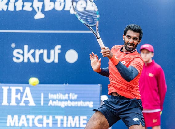 07.09.2020, Sportpark, Kitzbuehel, AUT, ATP, Tennis Herren Tour, Generali Open Kitzbuehel, im Bild Prajnesh Gunneswaran (IND) Prajnesh Gunneswaran of Indonesia during the Generali Open Tennis Tournament of the ATP Tour at the Sportpark in Kitzbuehel, Austria on 2020 09 07.