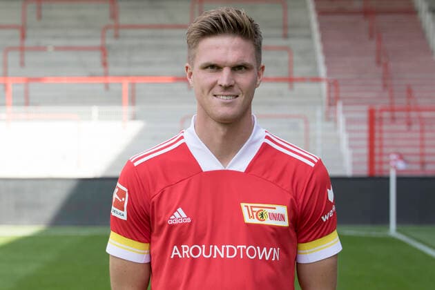 Marius Bülter Fußball Fussball Bundesliga Herren DFL Porträttermin Saison 2020 2021 03.09.2020 1.FC Union Berlin FCU Vorstellung, Präsentation, Pressetermin