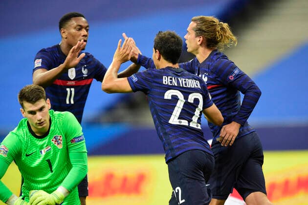 Joie des joueurs de l Equipe de France apres le but de GRIEZMANN ANTOINE (France) FOOTBALL : France vs Croatie - ligue des Nations - 08 09 2020 JBAutissier Panoramic 