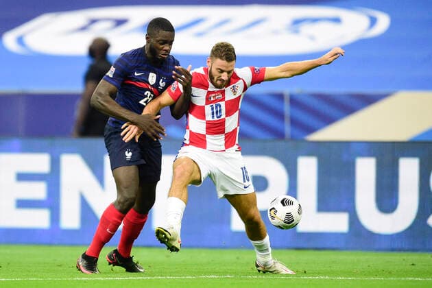 UPAMECANO DAYOT (France) vs Vlasic Nikola (Croatie) FOOTBALL : France vs Croatie - ligue des Nations - 08 09 2020 JBAutissier Panoramic 