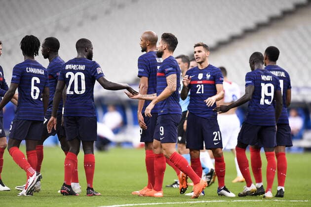 JOIE - FAIR PLAY - EQUIPE DE FRANCE DE FOOTBALL FOOTBALL : France vs Croatie - Ligue des Nations - 08 09 2020 FEP Panoramic 