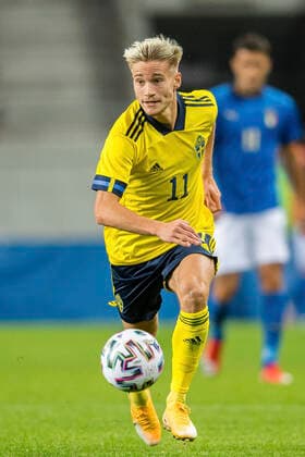 200908 Pontus Almqvist of Sweden during the UEFA European Under-21 Qualifier football match between Sweden and Italy on September 8, 2020 in Kalmar. Photo: Petter Arvidson BILDBYRAN kod PA PA0058 fotball football fotboll soccer european under-21 qualifier em-kval U21, U 21 sverige sweden italien italy UEFA EURO, EM, Europameisterschaft,Fussball under-21 qualifier Copyright: PETTERxARVIDSON BB200908PA171