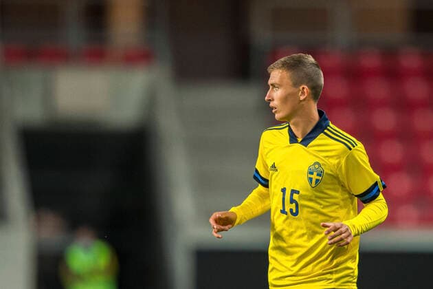 200908 John Björkengren of Sweden during the UEFA European Under-21 Qualifier football match between Sweden and Italy on September 8, 2020 in Kalmar. Photo: Petter Arvidson BILDBYRAN kod PA PA0058 fotball football fotboll soccer european under-21 qualifier em-kval U21, U 21 sverige sweden italien italy UEFA EURO, EM, Europameisterschaft,Fussball under-21 qualifier Copyright: PETTERxARVIDSON BB200908PA193