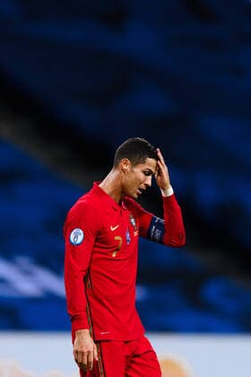 200908 Cristiano Ronaldo of Portugal looks dejected during the Nations League football match between Sweden and Portugal on September 8, 2020 in Stockholm. Photo: Joel Marklund BILDBYRAN kod JM JM0020 bbeng fotboll football soccer fotball nations league landskamp sverige sweden sverige a portugal depp Copyright: JOELxMARKLUND BB200908JM120
