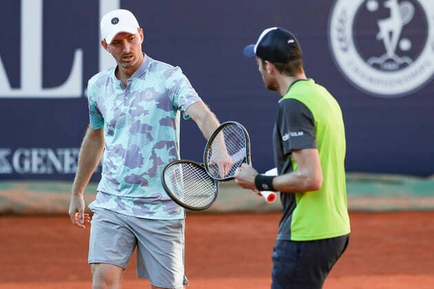TENNIS - ATP, Tennis Herren Generali Open 2020 KITZBUEHEL,AUSTRIA,09.SEP.20 -TENNIS - ATP World Tour, Generali Open 2020. Image shows Matwe Middelkoop (NED) and Marcelo Demoliner (BRA). GEPAxpictures xPatrickxSteiner