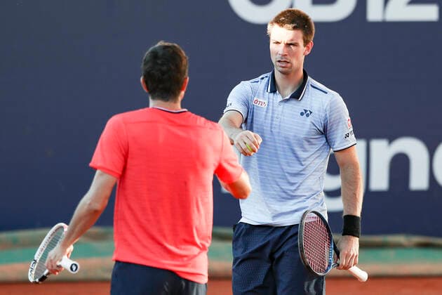 TENNIS - ATP, Tennis Herren Generali Open 2020 KITZBUEHEL,AUSTRIA,09.SEP.20 -TENNIS - ATP World Tour, Generali Open 2020. Image shows Sebastian Ofner (AUT) and Jurij Rodionov (AUT). GEPAxpictures xPatrickxSteiner