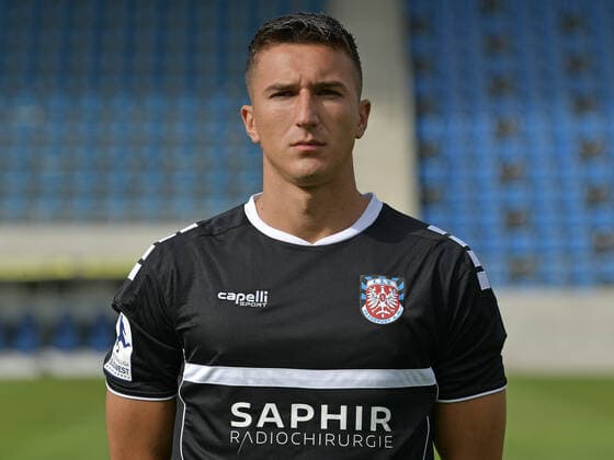 10.09.2020, xjhx, Fussball Regionalliga Suedwest, FSV Frankfurt - Fototermin 2020 21 emspor, v.l. Elmir Muhic (FSV Frankfurt) Frankfurt am Main